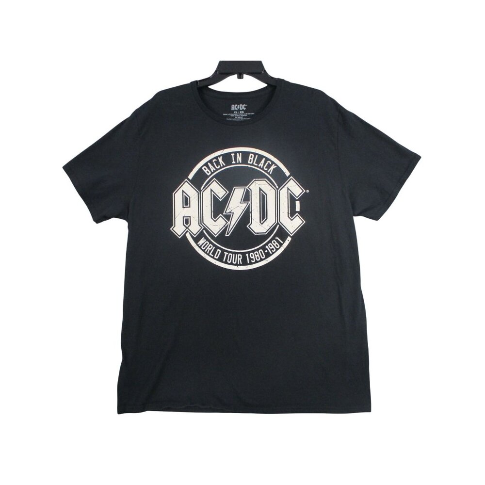 AC/DC Back In Black 1980-1981‎ World Tour Graphic T-Shirt XL Black 100% Cotton